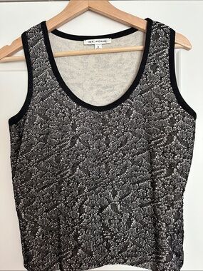 St. John Black and White Textured Knit Shell